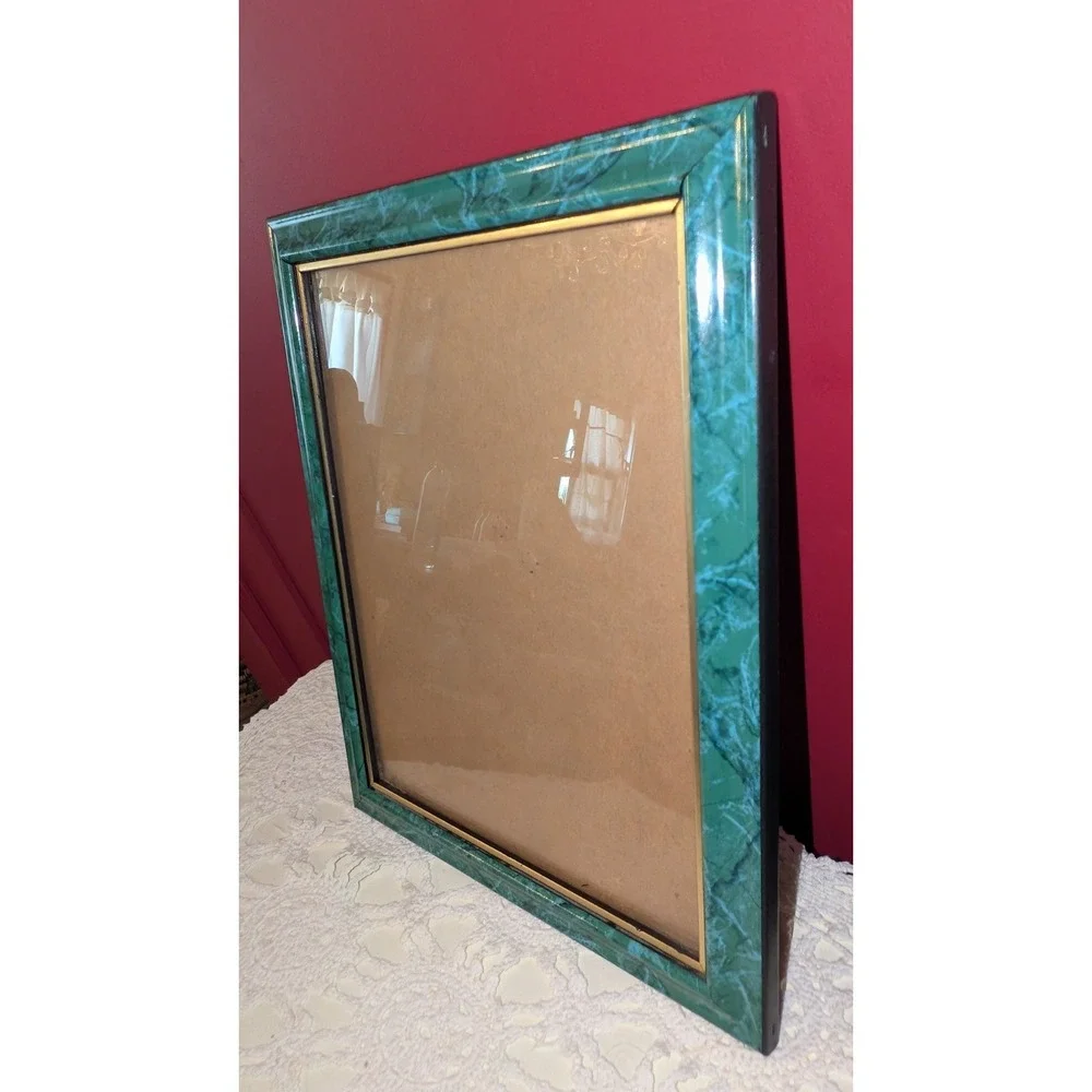 Set Of 2 Vintage Matching Green Marble Photo Frames 5x7, 8x10 Pictures USA Made